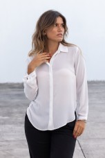Cream blouse with a classic cut