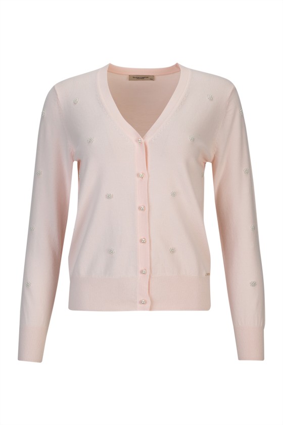 Knit cardigan with pearls