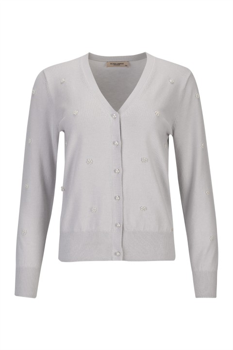 Knit cardigan with pearls