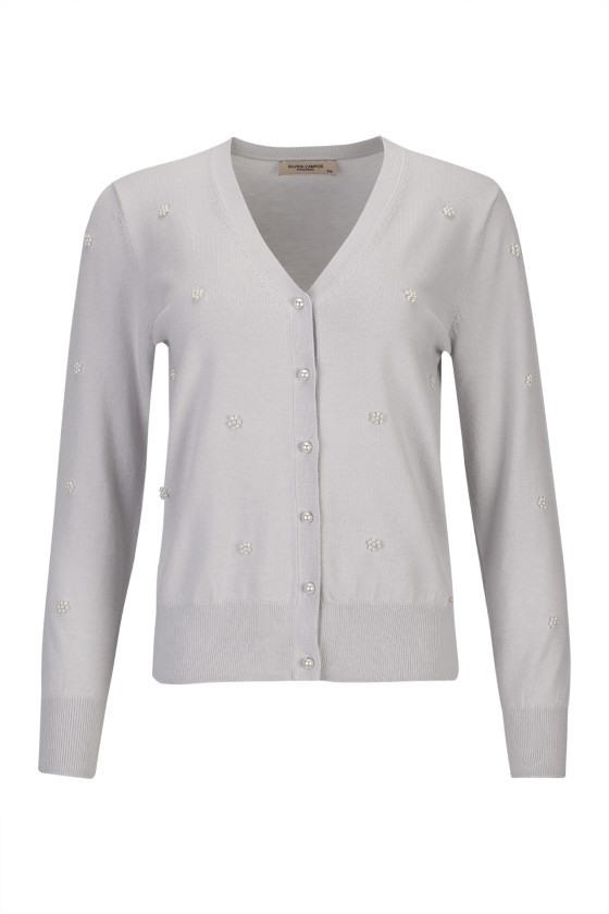Knit cardigan with pearls