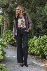 Veste réversible en daim et fourrure