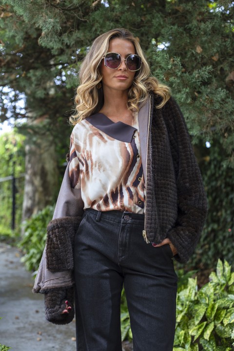 Reversible jacket in suede and fur