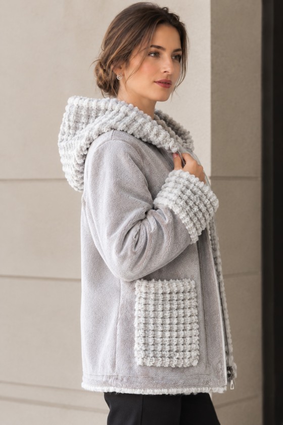 Veste réversible en daim et fourrure