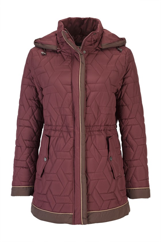 Quilted parka with removable hood