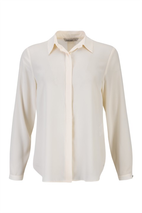Cream blouse with a classic cut