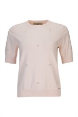 Short-sleeved blouse with pearls