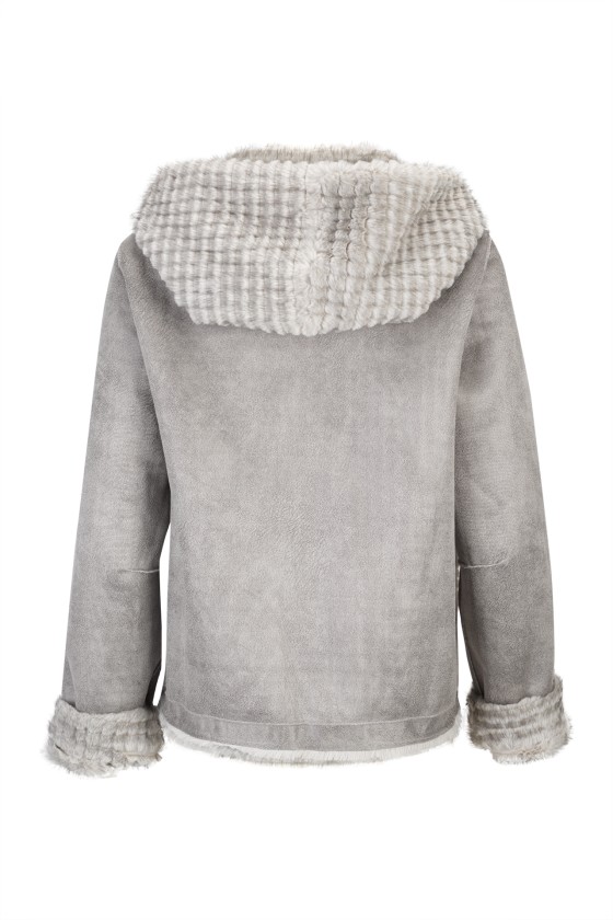 Veste réversible en daim et fourrure