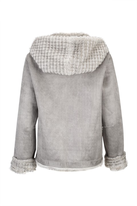Reversible jacket in suede and fur