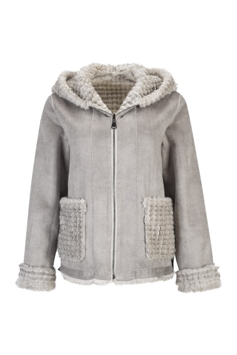 Reversible jacket in suede and fur