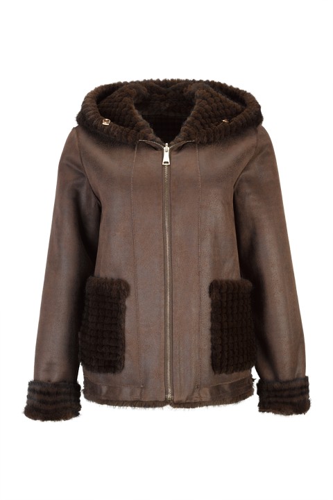Reversible jacket in suede and fur