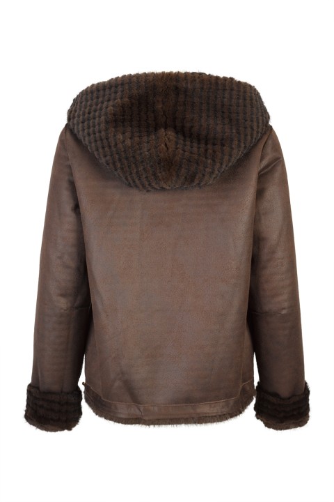 Reversible jacket in suede and fur