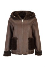 Veste réversible en daim et fourrure