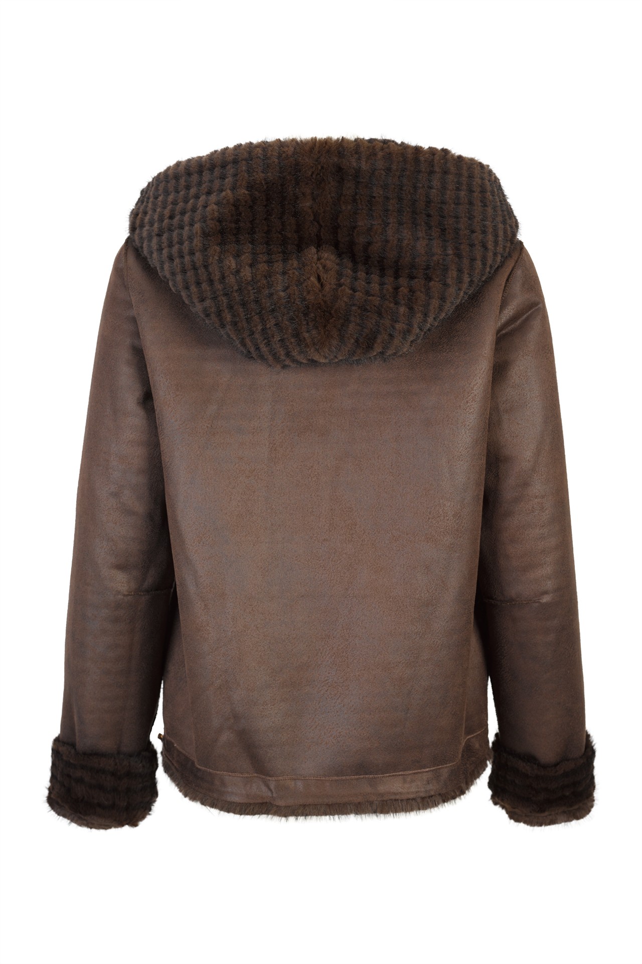 Veste réversible en daim et fourrure