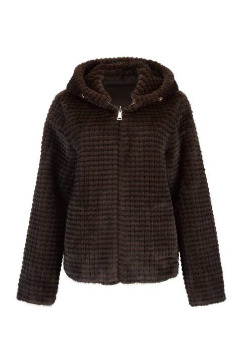 Reversible jacket in suede and fur