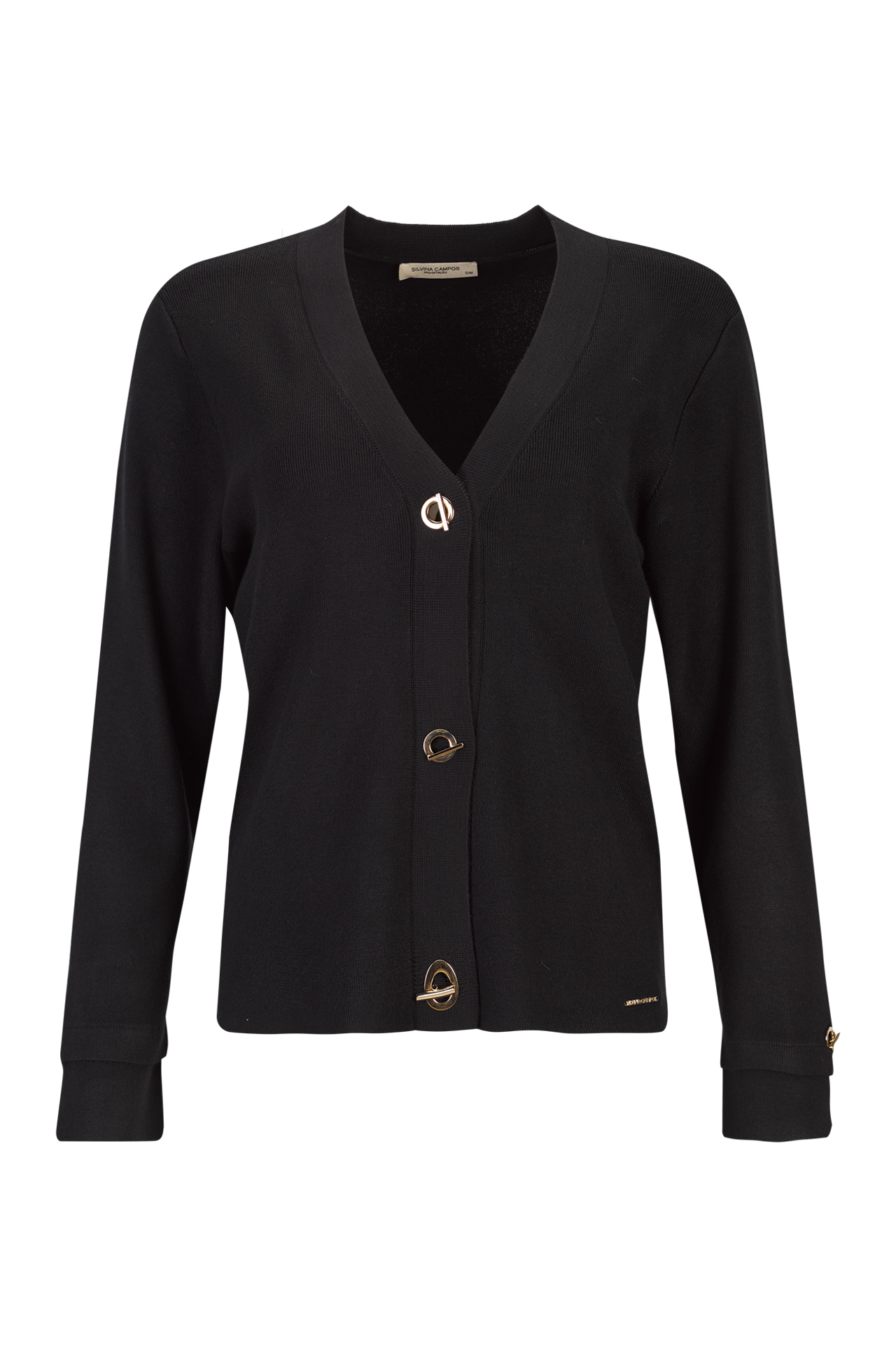 Knit cardigan with eyelet buttons