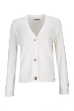 Knit cardigan with eyelet buttons