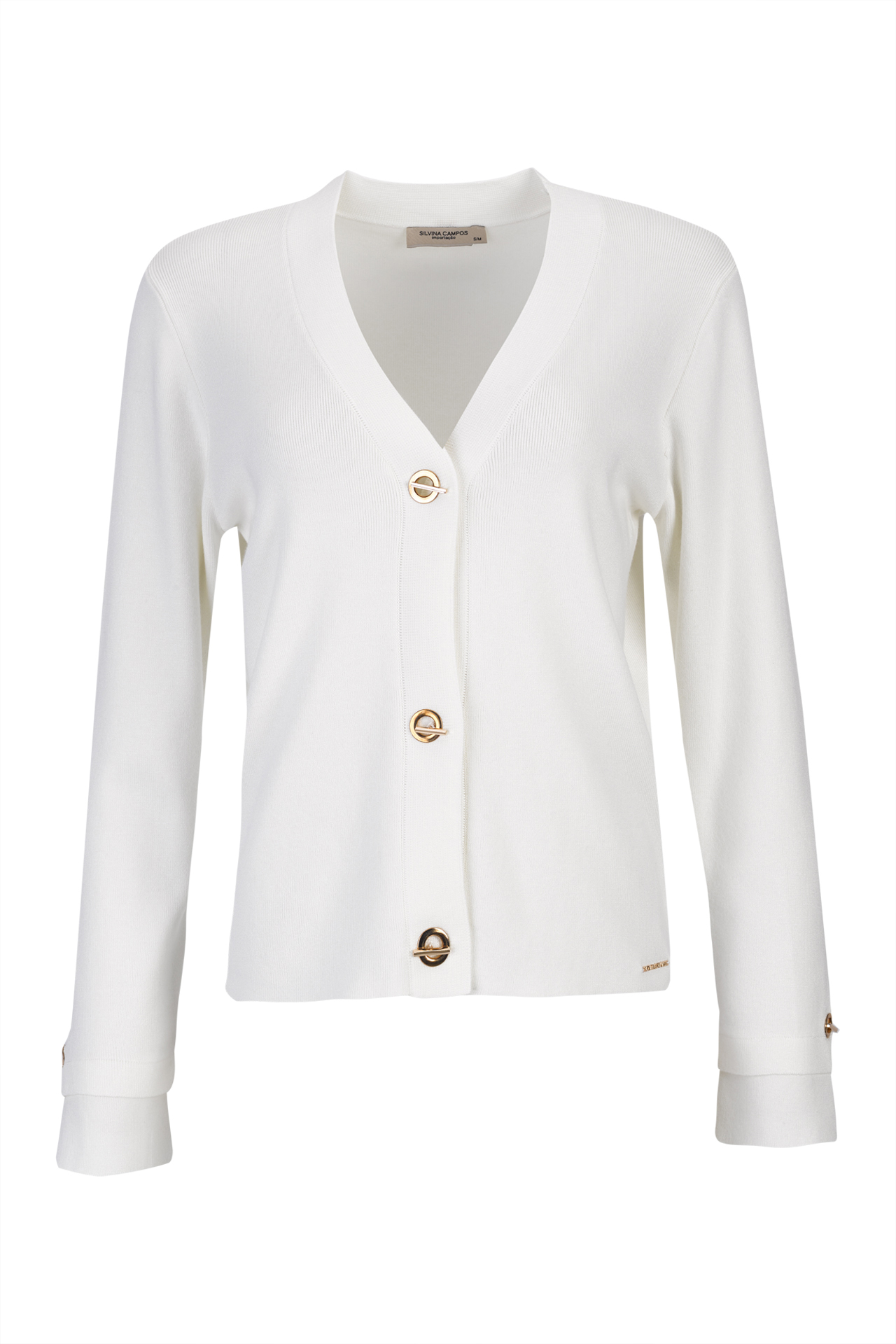 Knit cardigan with eyelet buttons