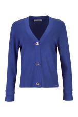 Knit cardigan with eyelet buttons