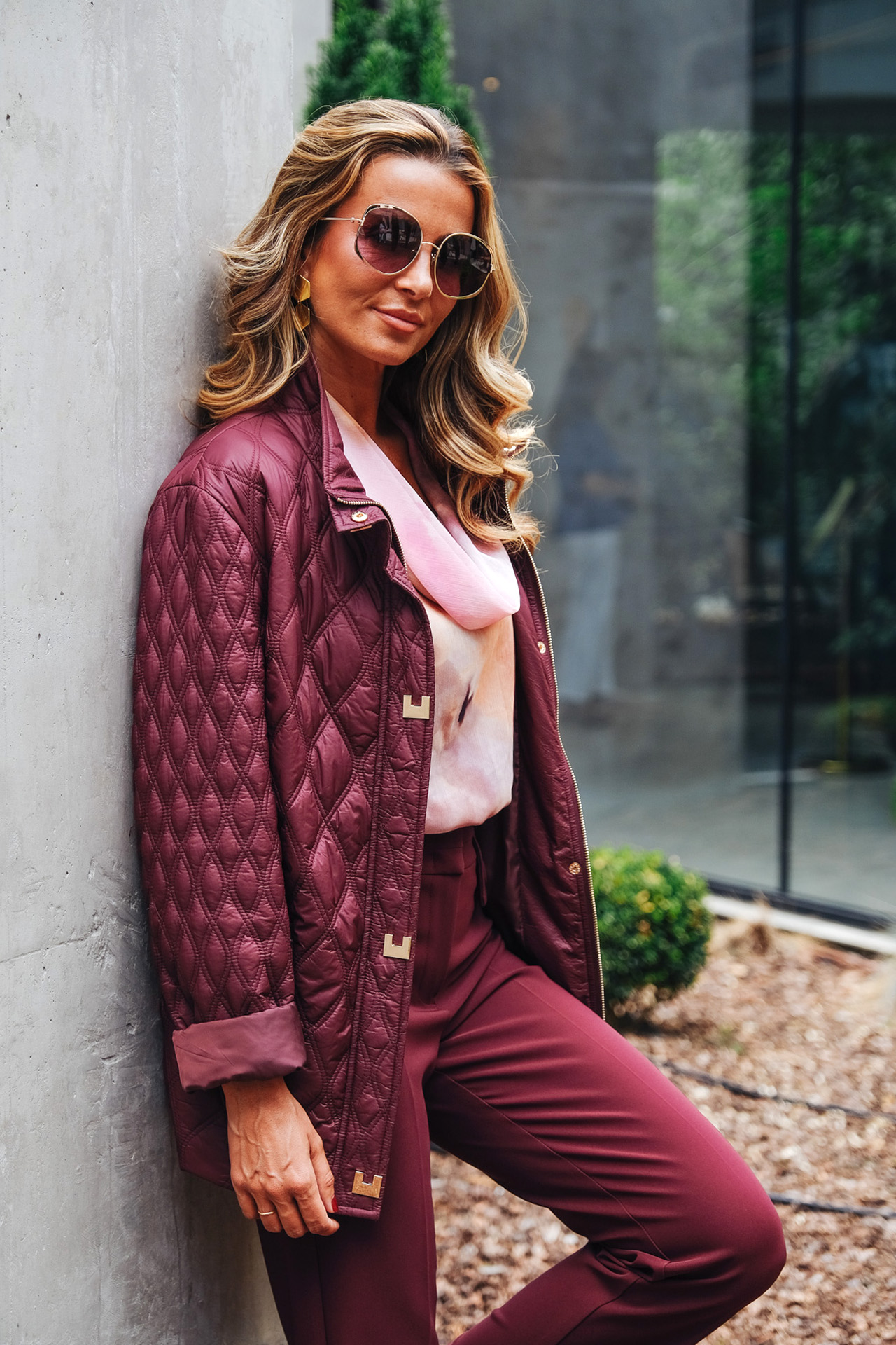 Lightweight quilted parka with snap fastenings