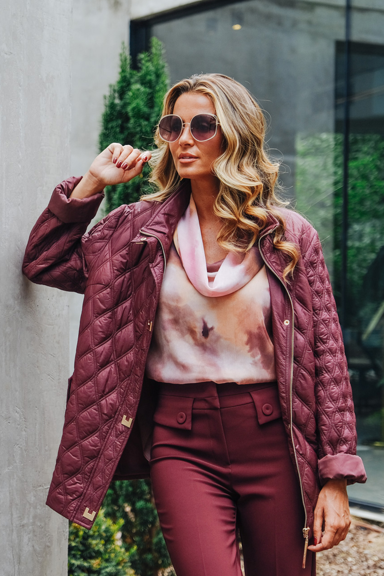 Lightweight quilted parka with snap fastenings