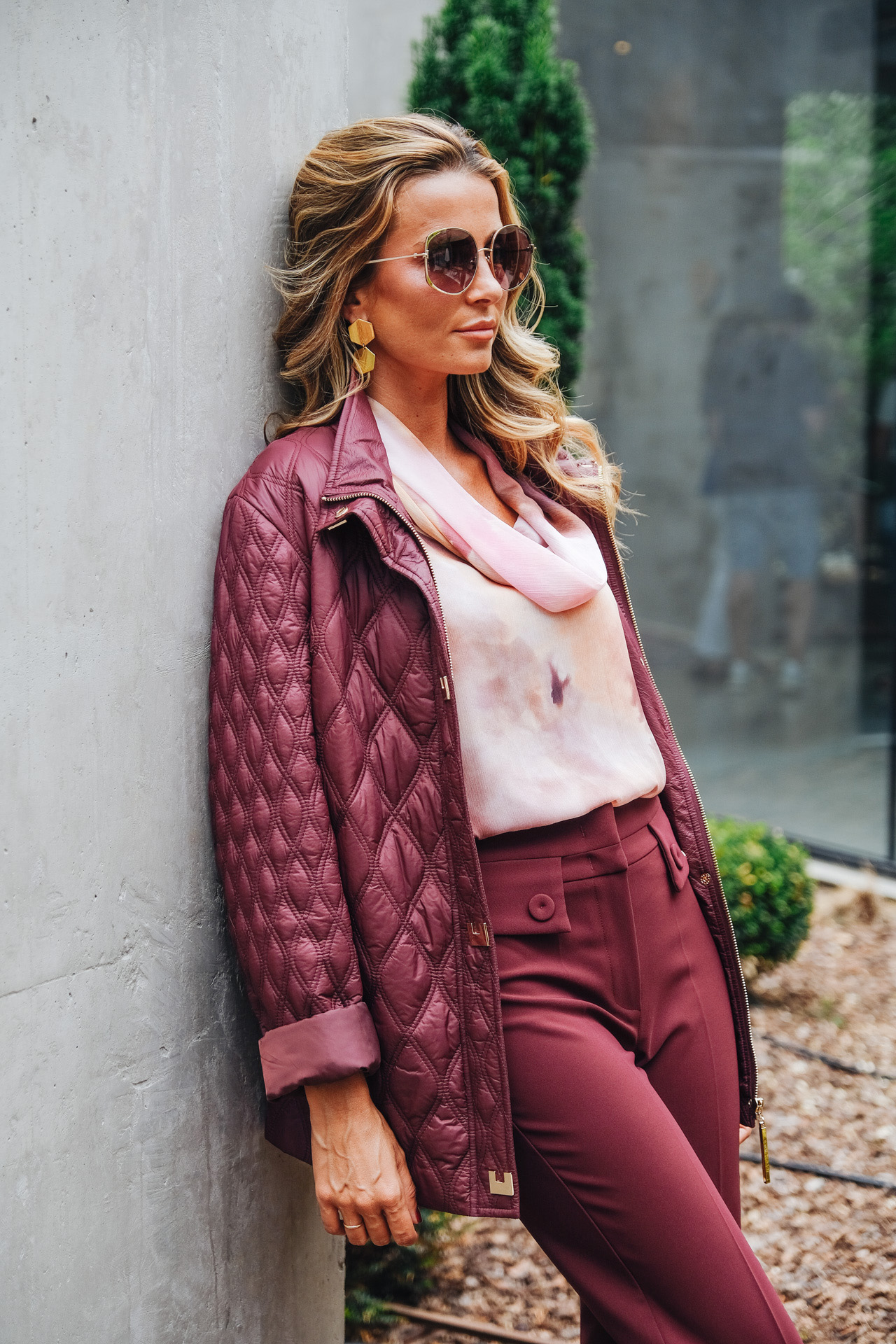 Lightweight quilted parka with snap fastenings
