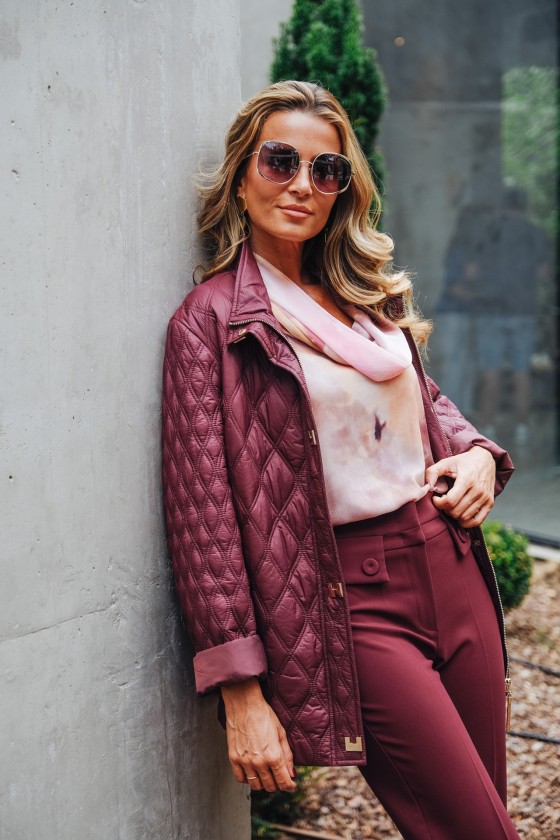 Lightweight quilted parka with snap fastenings