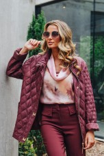 Lightweight quilted parka with snap fastenings