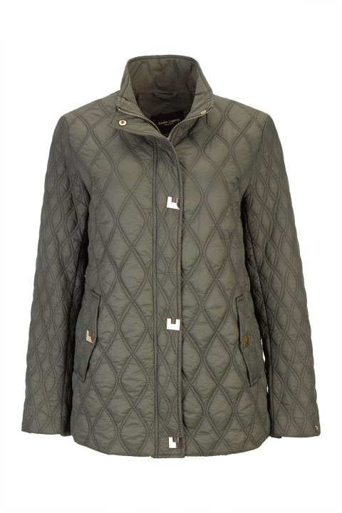 Lightweight quilted parka with snap fastenings
