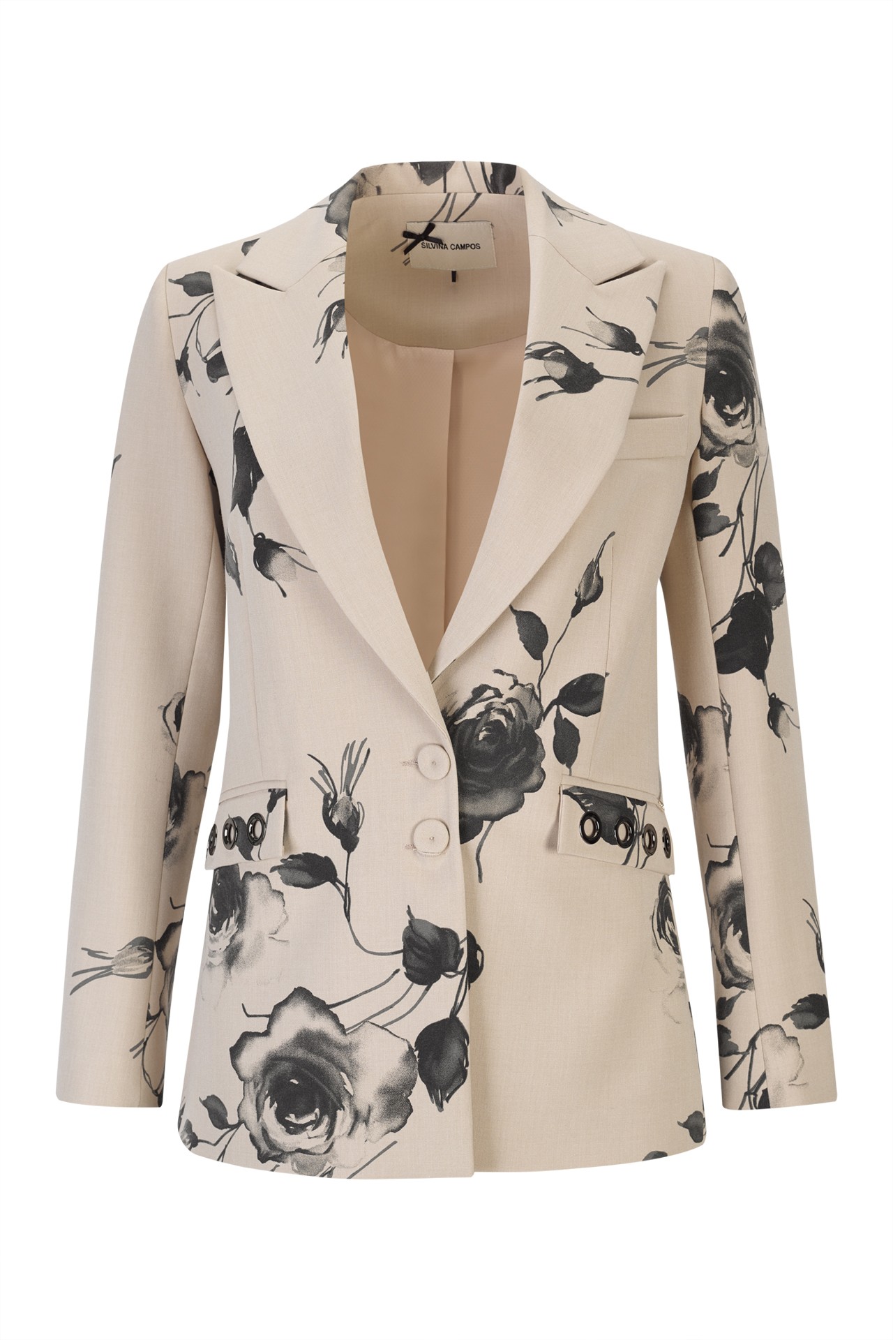 Maxi blazer with eyelets