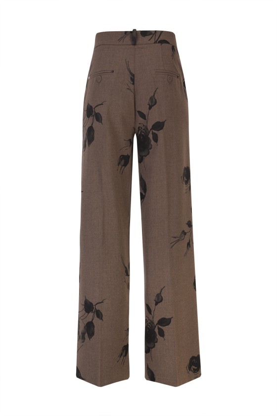Floral print wide-leg pants