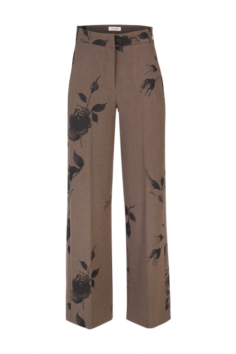 Floral print wide-leg pants