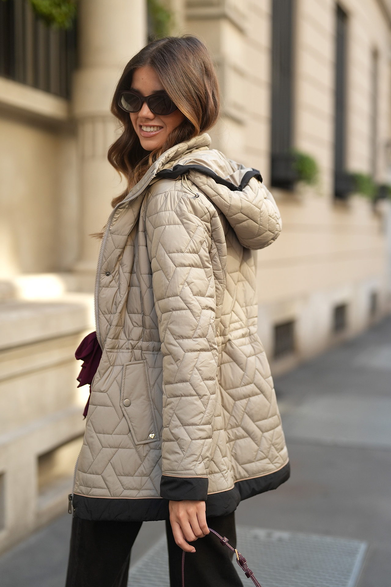 Quilted parka with removable hood