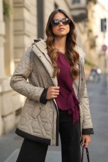 Quilted parka with removable hood