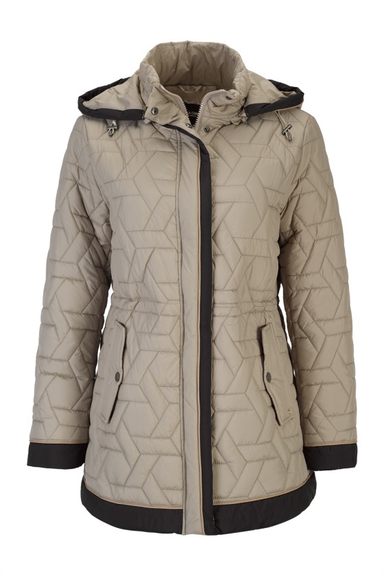 Quilted parka with removable hood