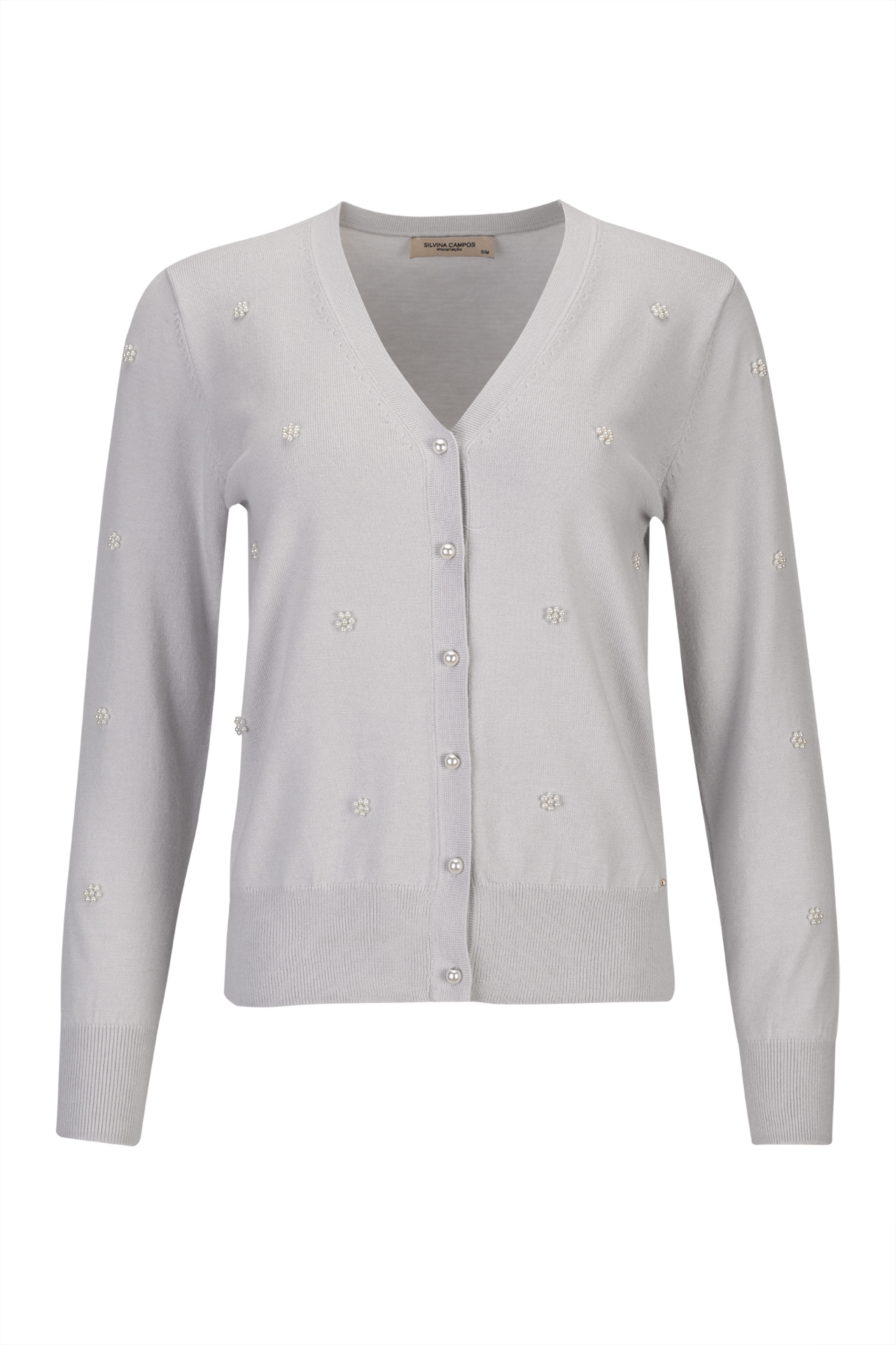 Knit cardigan with pearls