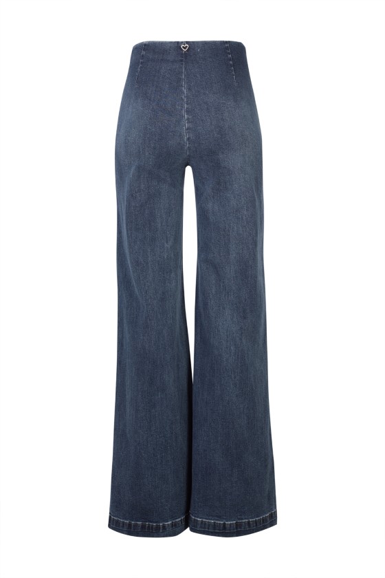 Wide-leg denim trousers