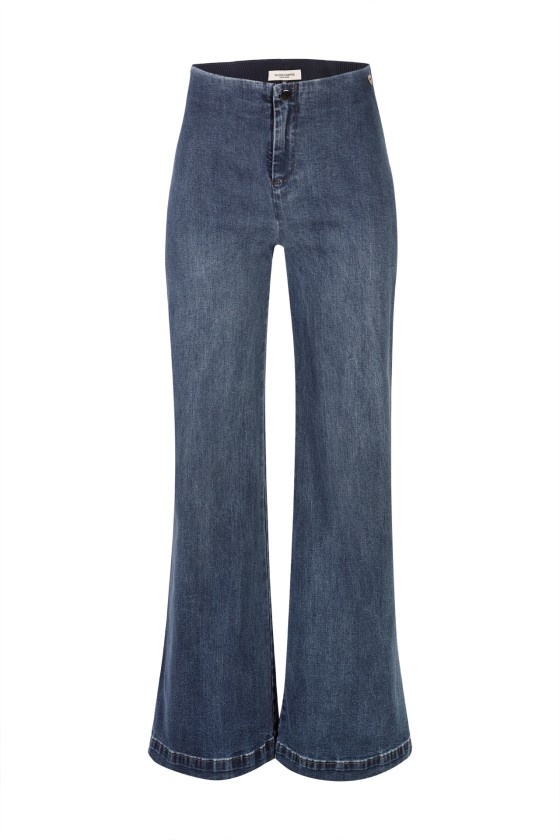 Wide-leg denim trousers