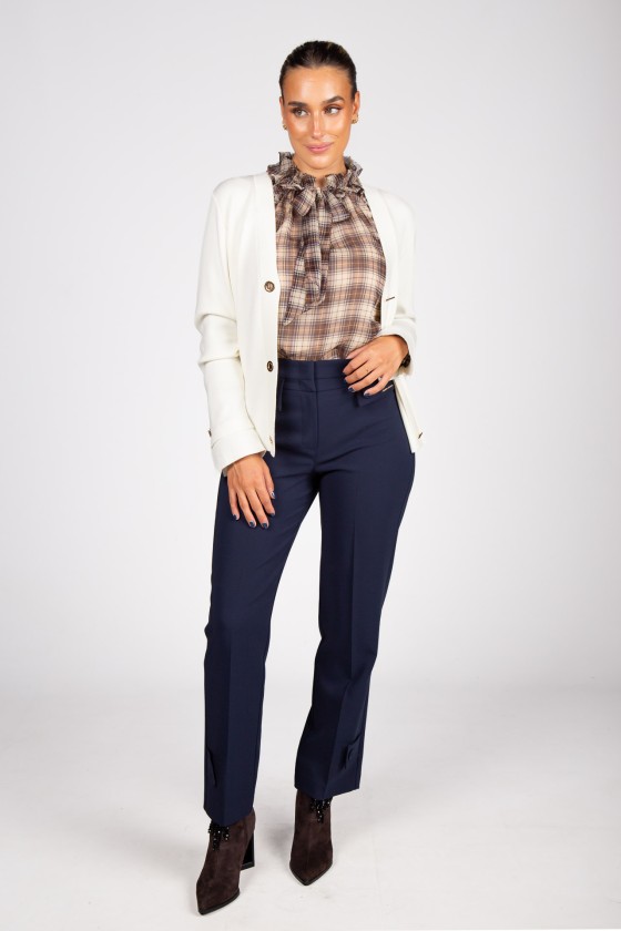 Plaid tunic with bow and ruffles
