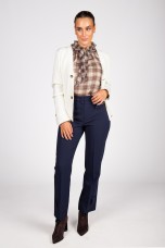 Plaid tunic with bow and ruffles
