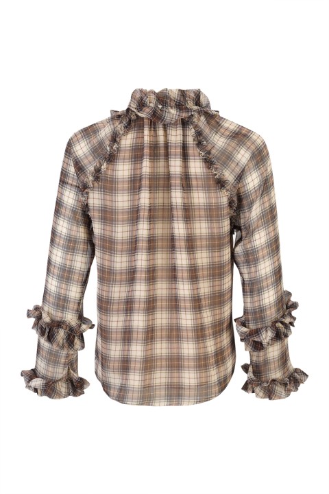 Plaid tunic with bow and ruffles
