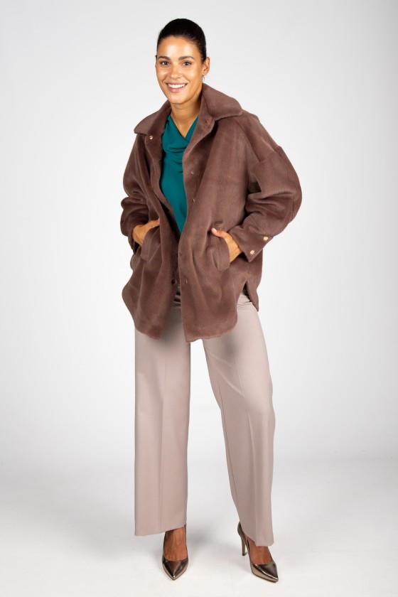 Plush overshirt coat