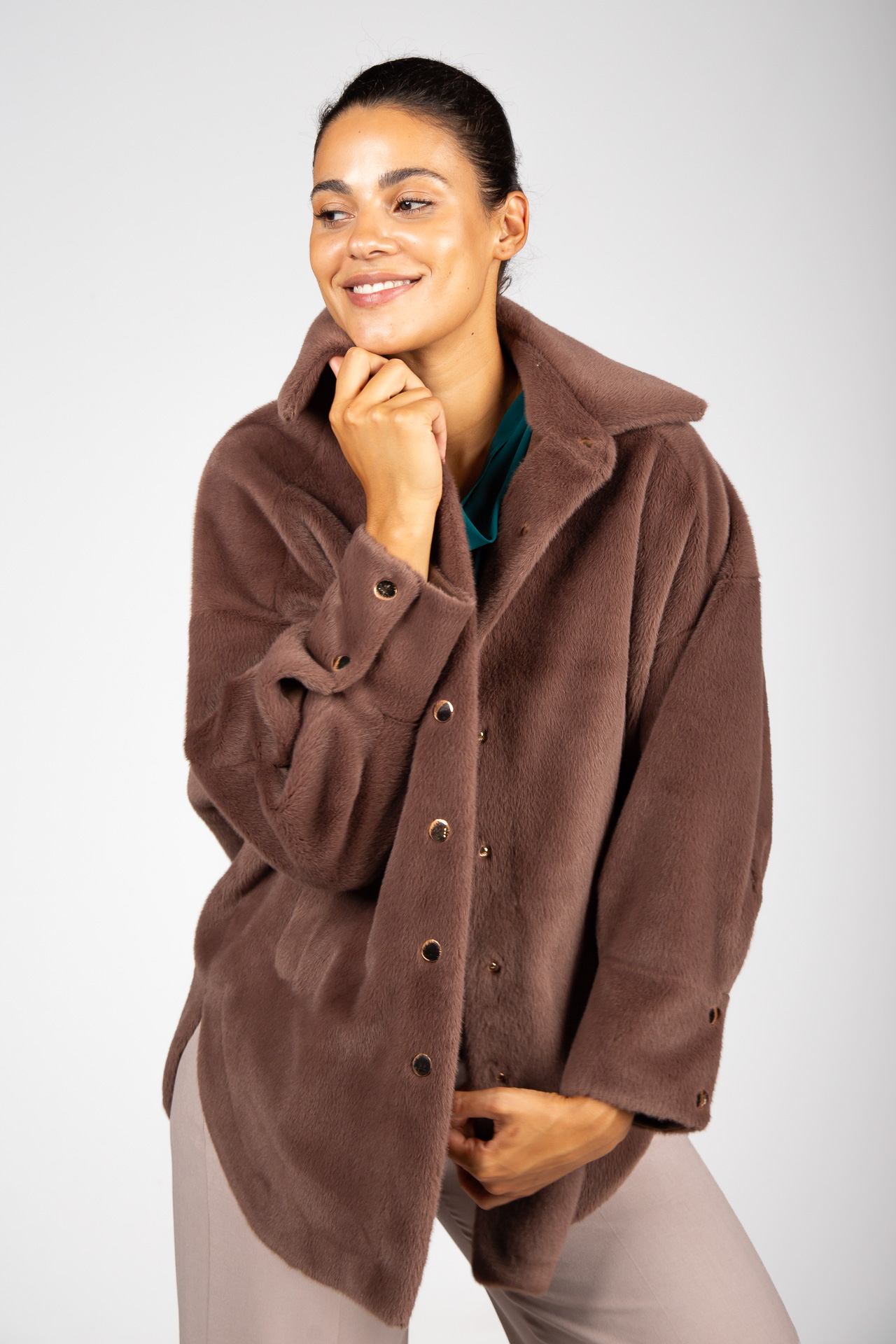 Plush overshirt coat