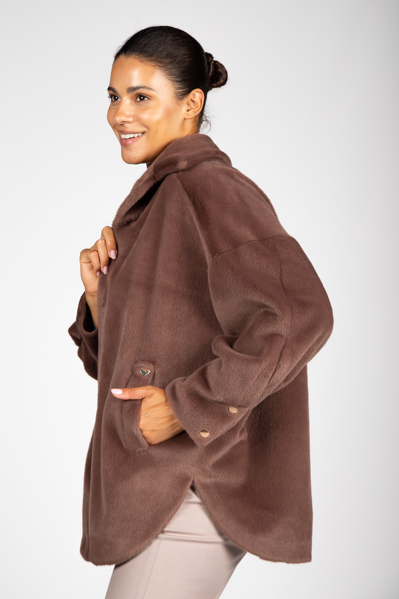 Plush overshirt coat