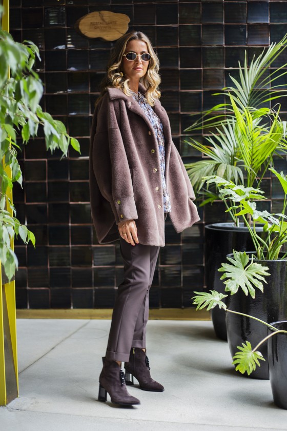 Plush overshirt coat