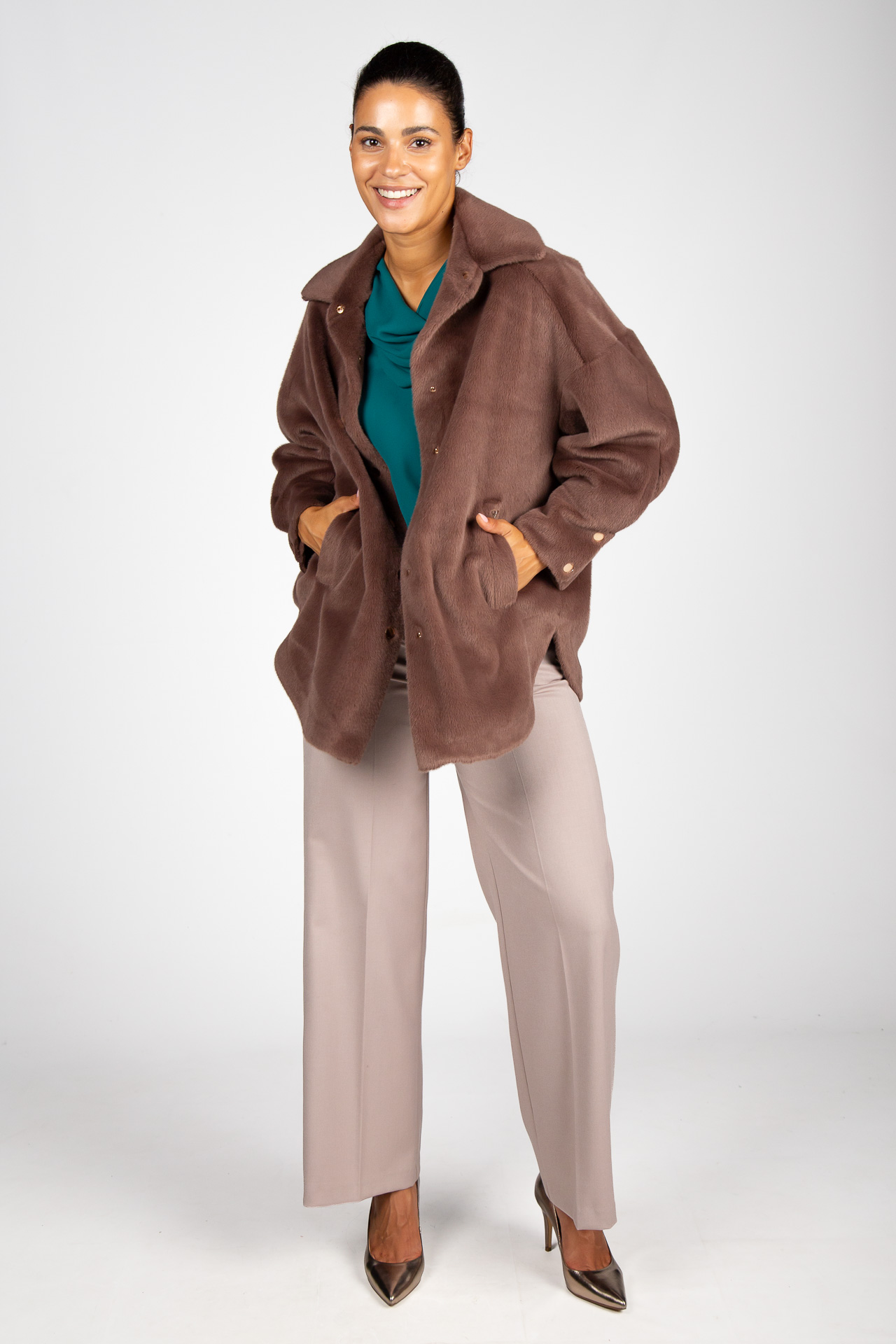 Plush overshirt coat
