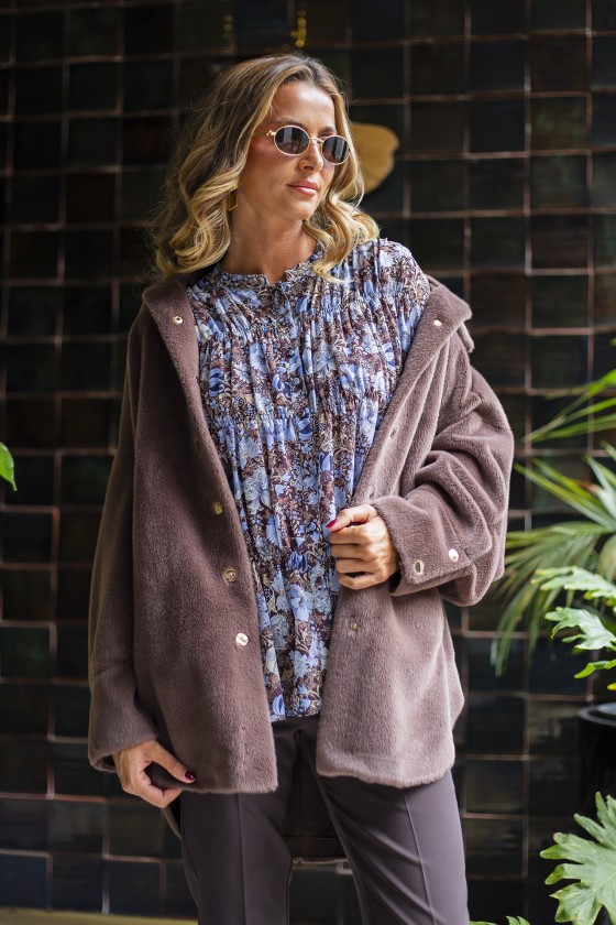 Plush overshirt coat