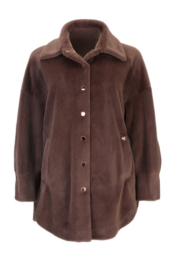 Plush overshirt coat