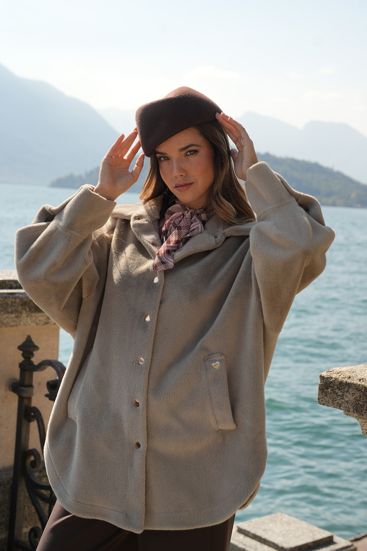 Plush overshirt coat