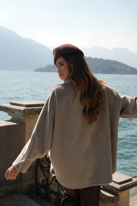 Plush overshirt coat