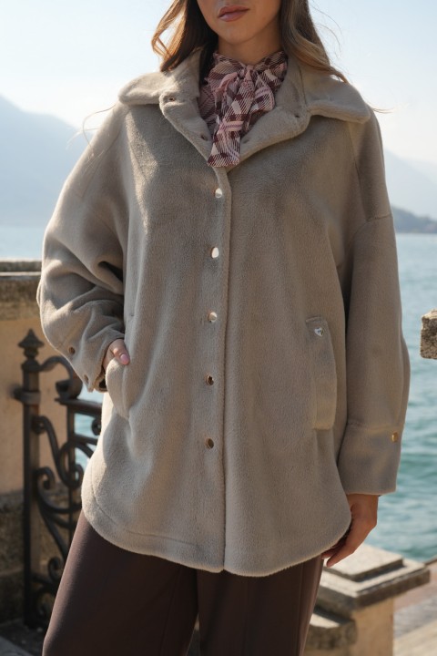 Plush overshirt coat